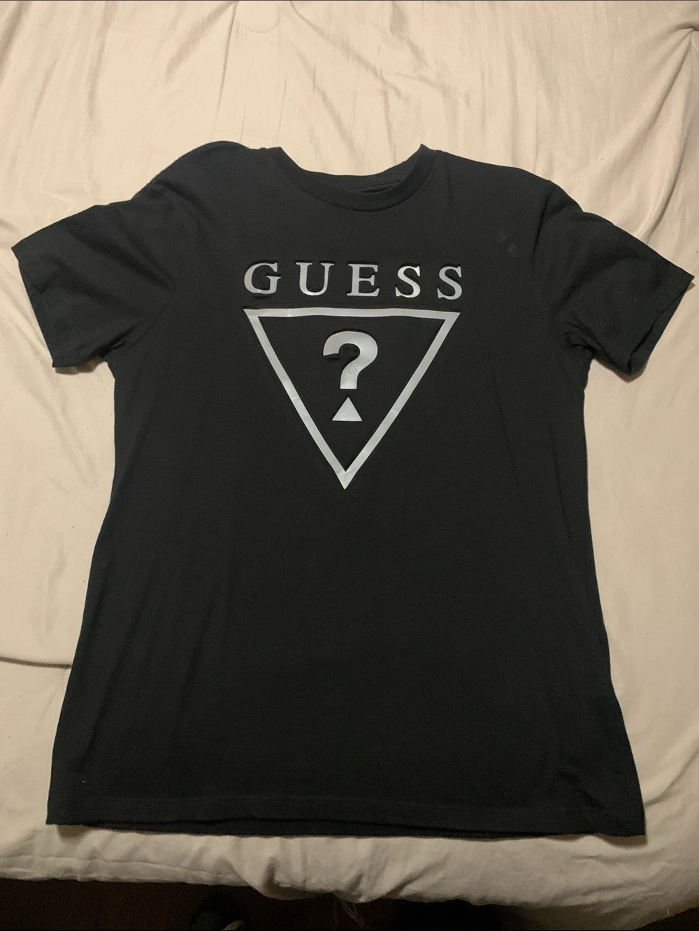 Guess Black Short Sleeve Tee with Silver Logo